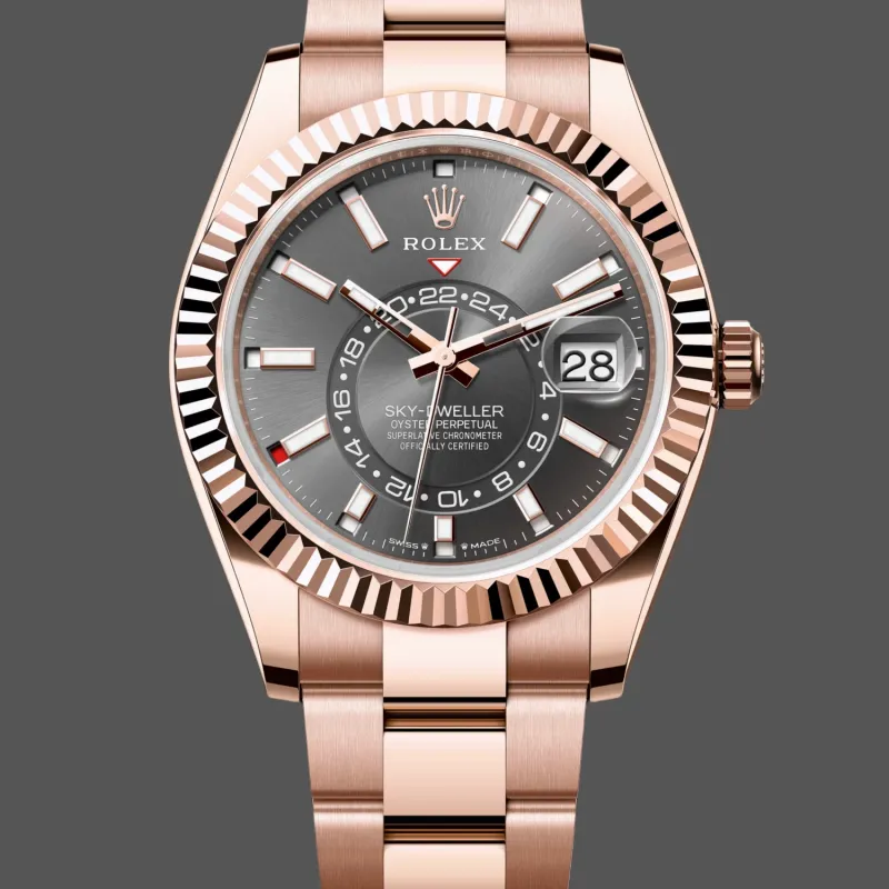 Rolex Sky-Dweller s 336935 Replica - Leigrijze Wijzerplaat Roestvrij Staal
