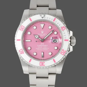 Rolex Submariner Hulk 116610 Replica - Roze Wijzerplaat Geribbelde Lunette