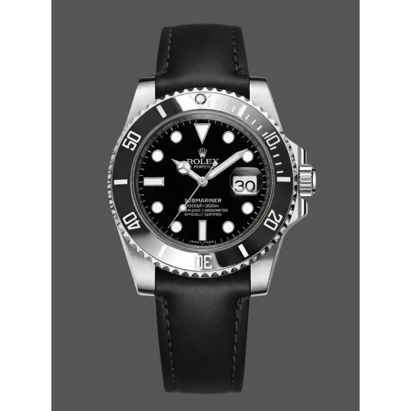 Rolex Submariner Date 116610LN Replica - Zwarte Wijzerplaat Leren Band