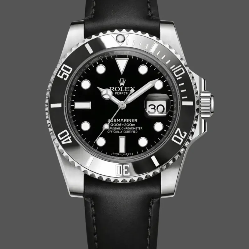 Rolex Submariner Date 116610LN Replica - Zwarte Wijzerplaat Leren Band