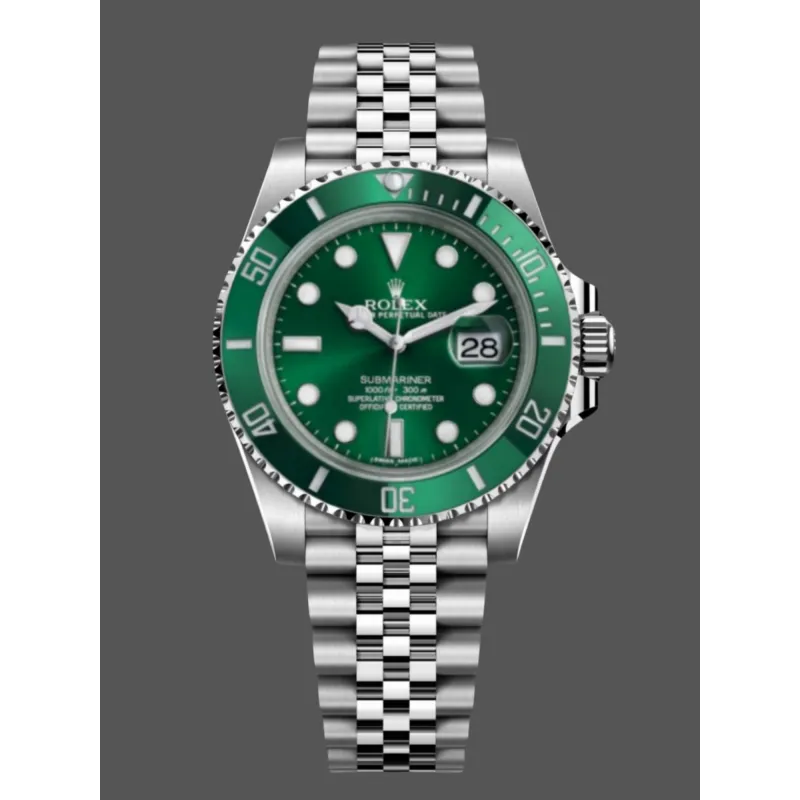 Rolex Submariner Hulk 116610LV Replica - Groene Wijzerplaat Geribbelde Lunette