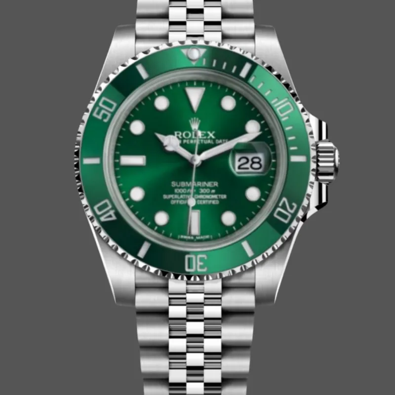 Rolex Submariner Hulk 116610LV Replica - Groene Wijzerplaat Geribbelde Lunette