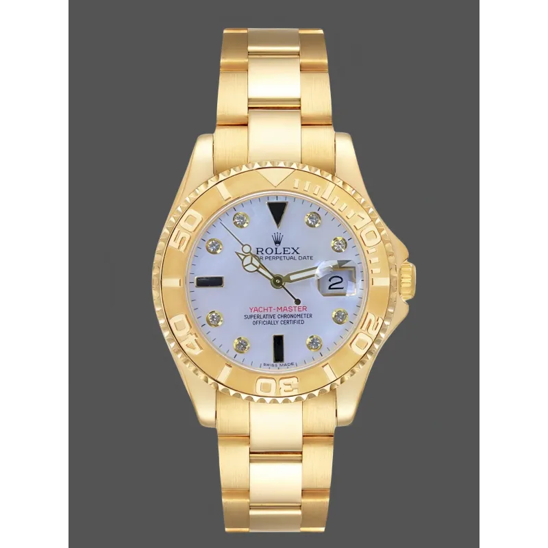 Rolex Yacht-Master Dames 168628 Replica - Witte Wijzerplaat Roestvrij Staal