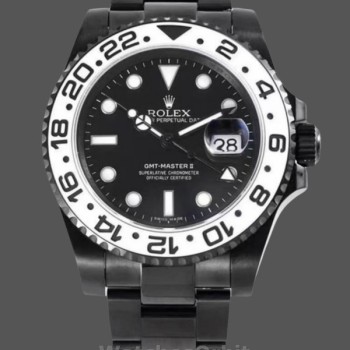 Replica Heren Rolex GMT-Master II Roestvrij Staal Zwart PVD/DLC Coated 16710 - Zwarte wijzerplaat Zwarte wijzerplaat
