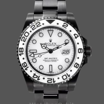 Replica Heren Rolex GMT-Master II Zwart PVD/DLC gecoat met witte wijzerplaat Roestvrij staal Witte wijzerplaat