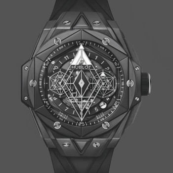 Replica Heren Hublot Big Bang Sang Bleu II Black Magic 418.CX.1107.RX.MXM22 Transparant