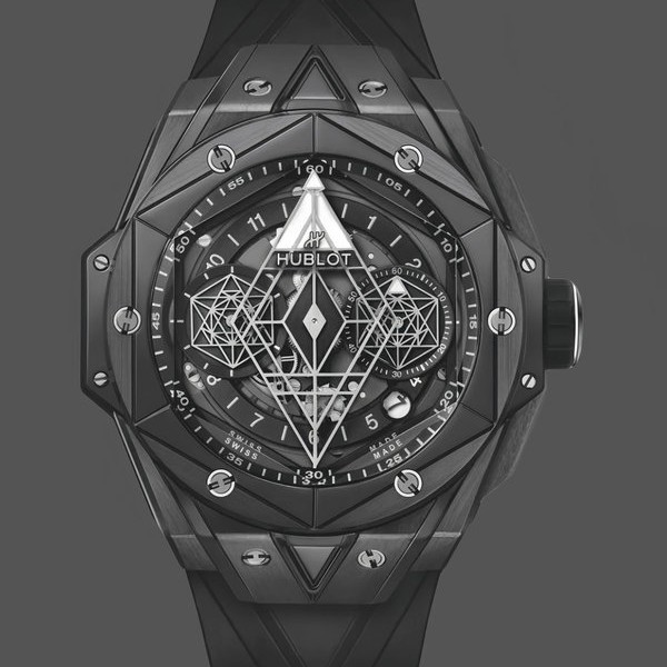 Replica Heren Hublot Big Bang Sang Bleu II Black Magic 418.CX.1107.RX.MXM22 Transparant