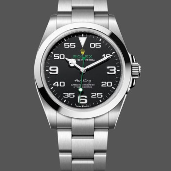 Replica Rolex Air-King 40mm Heren-116900-Roestvrij Staal-Zwart Arabische Wijzerplaat Blauw