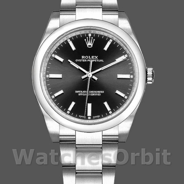 Replica Unisex Rolex Oyster Perpetual Air-King-114200, 34 mm, zwarte index wijzerplaat