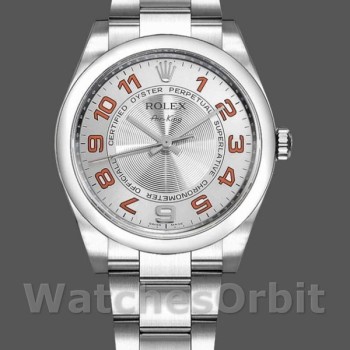 Replica Rolex Oyster Perpetual Air-King 114200-34mm voor heren, wijzerplaat met witte druivenindex, zilver voor heren