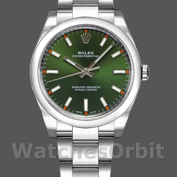 Replica Rolex Oyster Perpetual Air-King 114200-34mm, olijfgroene wijzerplaat, unisex olijfgroen