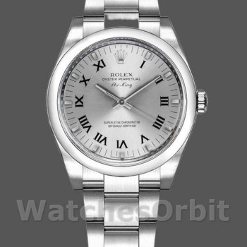 Replica Rolex Oyster Perpetual Air-King 34mm Unisex-114200-Zilveren wijzerplaat Zilver
