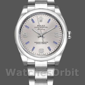Replica Rolex Oyster Perpetual Air-King-114200, 34mm, Zilveren wijzerplaat, Unisex Zilver