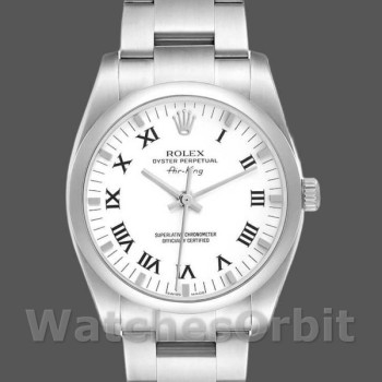 Replica Rolex Oyster Perpetual Air-King-114200, 34mm, Witte Wijzerplaat, Unisex Wit