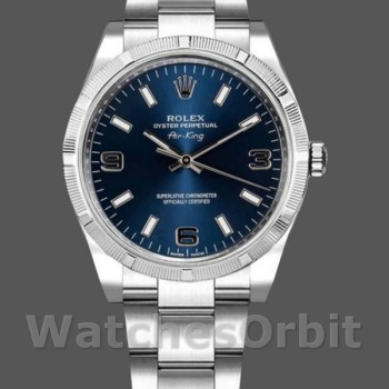Replica Rolex Oyster Perpetual Air-King-114210, 34mm, Blauwe Wijzerplaat, Unisex Blauw