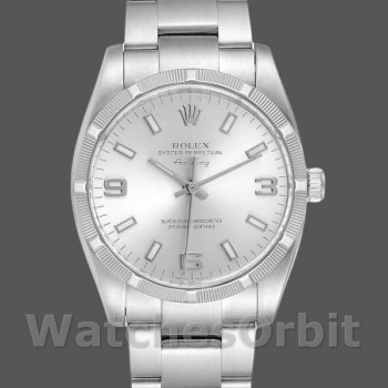 Replica Unisex Rolex Oyster Perpetual Air-King 114210-34mm, Zilveren wijzerplaat