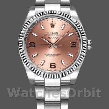 Replica Rolex Oyster Perpetual Air-King-114234, 34mm, Roze wijzerplaat, Unisex Roze