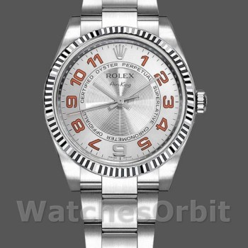 Replica Unisex Rolex Oyster Perpetual Air-King-114234, 34 mm, zilver oranje Arabische wijzerplaat