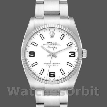 Replica Rolex Oyster Perpetual Air-King-114234, 34 mm, witte Arabische wijzerplaat, unisex wit