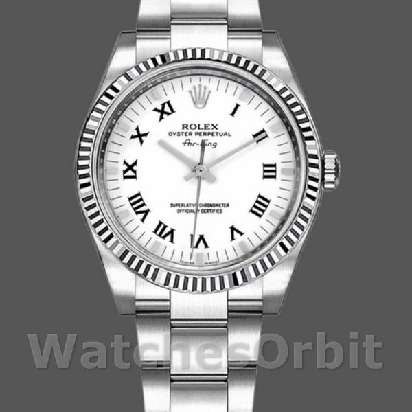 Replica Rolex Oyster Perpetual Air-King 34mm unisex-114234-Witte wijzerplaat Wit