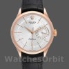 Replica Rolex Cellini Date 39mm Heren-50515-Rose Gold-Silver Guilloche Index Dial Zilver