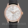Replica Rolex Cellini Date 39mm Heren-50515-Rose Gold-Silver Guilloche Index Dial Zilver
