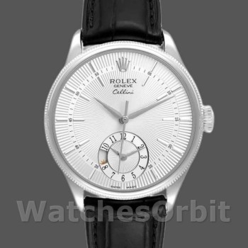 Replica Rolex Cellini Dual Time 39mm Heren-50529-Zilveren Wijzerplaat Zilver