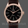 Replica Rolex Cellini Time 39mm Heren-50505-Bruin Lederen Band-Zwarte Wijzerplaat Zwart