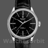 Replica Rolex Cellini Time 39mm Heren-50509-Zwarte Lederen Band-Zwarte Wijzerplaat Zwart
