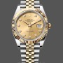 Replica Rolex Datejust 41mm Heren-M126333-0012-Champagne Diamanten Wijzerplaat-Twee Tinten Geelgoud