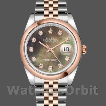 Replica Rolex Datejust 36mm Unisex-116201-Zwarte Parelmoer Wijzerplaat MOP