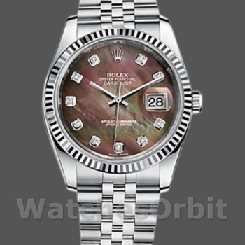 Replica Unisex's Rolex Datejust 36mm Unisex-116234-Zwart MOP-Diamant wijzerplaat