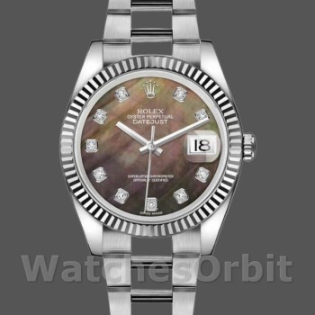 Replica Unisex's Rolex Datejust 36mm Unisex-116234-Zwart MOP-Diamant Dial-Automatic Zwart MOP Diamant