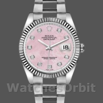 Replica Rolex Datejust 36mm Dames-116234-Parelmoer-Roze Diamanten Wijzerplaat Roze MOP-Ruiten