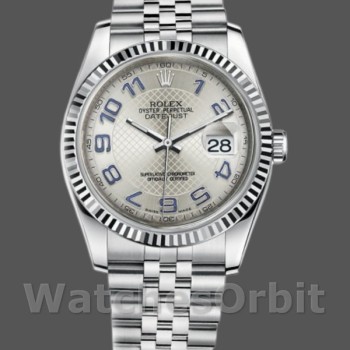 Replica Rolex Datejust 36mm Unisex-116234-Zilveren wijzerplaat-Blauwe Arabische cijfers Uurmarkeringen Zilver