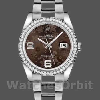 Replica Rolex Datejust 36mm Unisex-116244-Bronze Floral Arabic Diamond Dial Brons