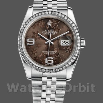 Replica Rolex Datejust 36mm unisex-116244-roestvrij staal-chocolade gebloemde wijzerplaat