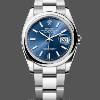 Replica Rolex Datejust 36mm unisex-126200-Blauwe wijzerplaat-Roestvrij staal