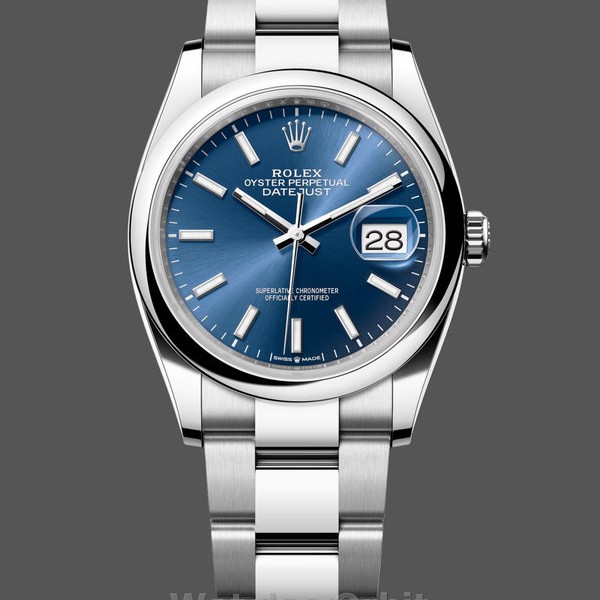 Replica Rolex Datejust 36mm unisex-126200-Blauwe wijzerplaat-Roestvrij staal