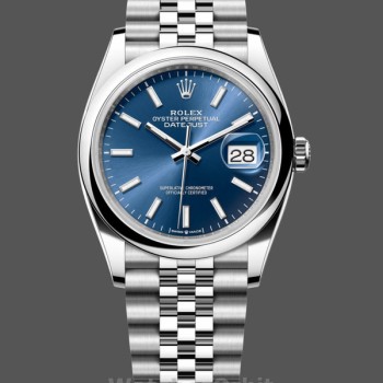 Replica Rolex Datejust 36mm unisex-126200-Blauwe index wijzerplaat-Jubileum-Roestvrij Staal Blauw