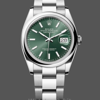 Replica Rolex Datejust 36mm unisex-126200-Groene index wijzerplaat-Roestvrij staal Groene wijzerplaat