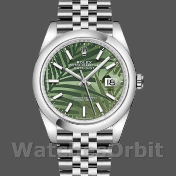 Replica Rolex Datejust 36mm Unisex-126200-Olijfgroen Palmmotief Wijzerplaat Groen<br />
