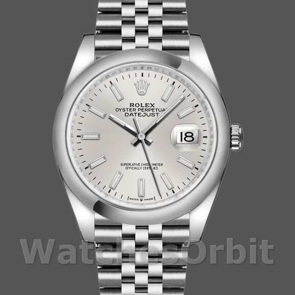 Replica Rolex Datejust 36mm unisex-126200-Zilveren wijzerplaat-Roestvrij staal Zilver