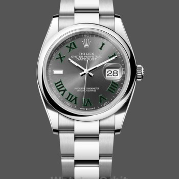 Replica Rolex Datejust 36mm unisex-126200-roestvrij staal-grijze Wimbledon wijzerplaat