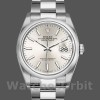 Replica Rolex Datejust 36mm Unisex-126200-Roestvrij Staal-Zilveren Index Wijzerplaat Zilver