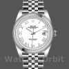 Replica Rolex Datejust 36mm Unisex-126200-Roestvrij Staal-Witte Romeinse Wijzerplaat Wit