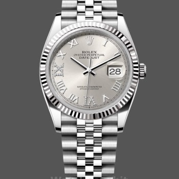 Replica Rolex Datejust 36mm dames-126234 0029-zilver met Romeinse wijzerplaat