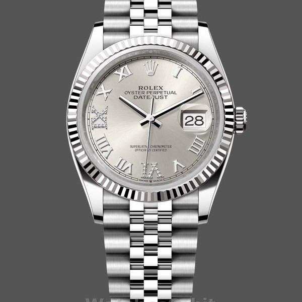 Replica Rolex Datejust 36mm dames-126234 0029-zilver met Romeinse wijzerplaat