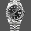 Replica Unisex's Rolex Datejust 36mm Unisex-126234 Geribbelde lunette-Zwarte Diamanten Wijzerplaat Zwart