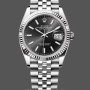 Replica Rolex Datejust 36mm Unisex-126234 Geribbelde lunette-Zwarte index wijzerplaat Zwart